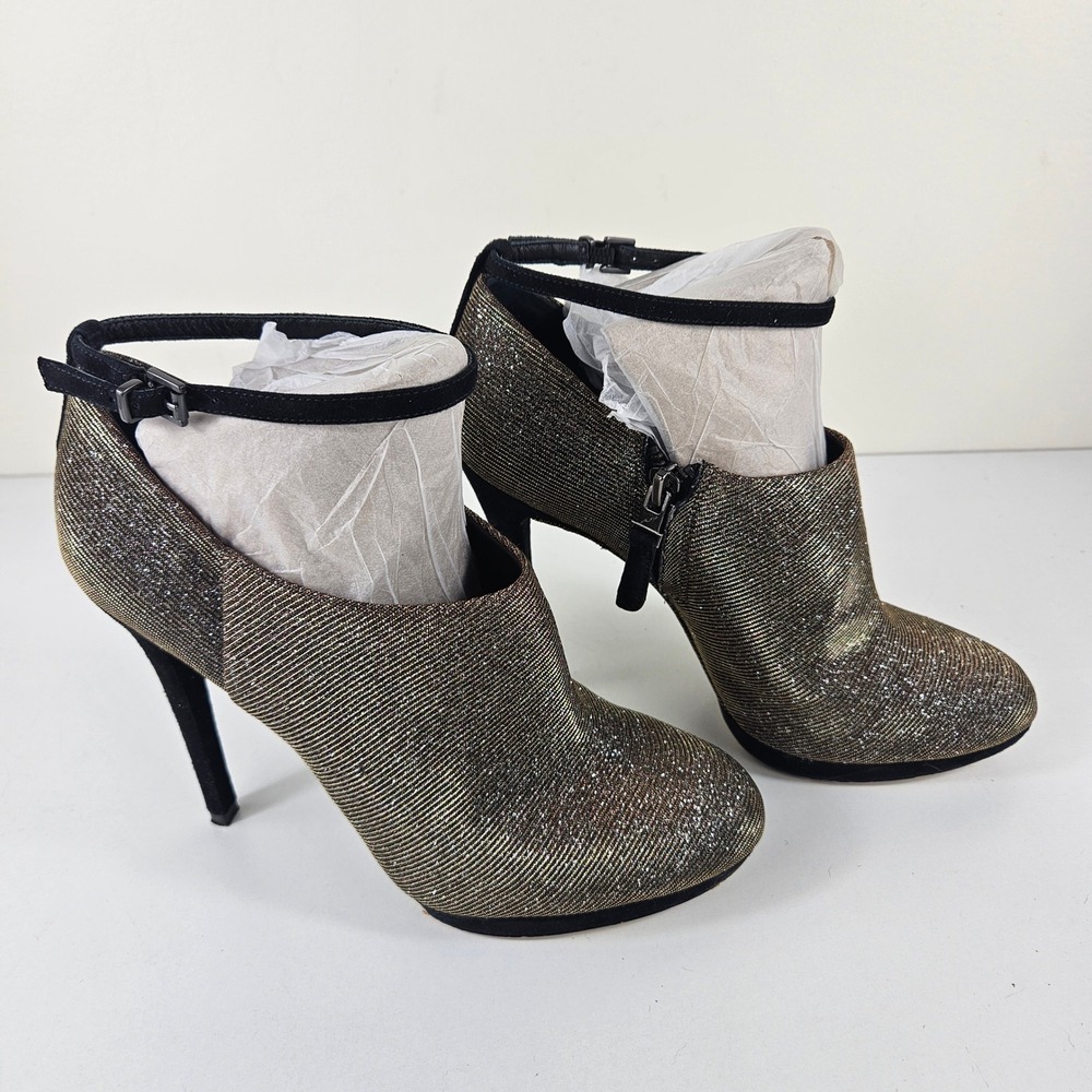 B. Brian Atwood Fruitera Womens 7.5 Gold Bronze Iridescent Strap Stiletto Heels - Picture 3 of 11